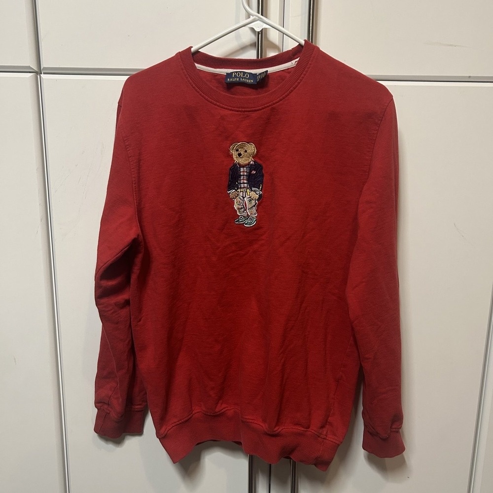 Polo Ralph Lauren Red Polo Bear Embroidered Sweatshirt Boys XL 16